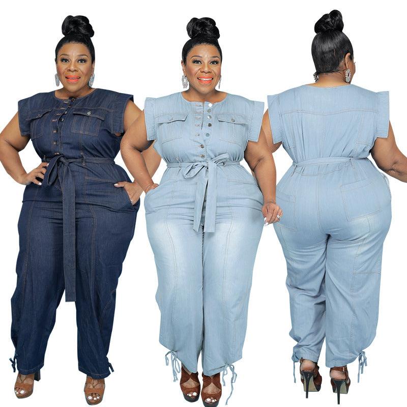 Summer New Style Washed Denim Casual Jumpsuit - Amazitshop