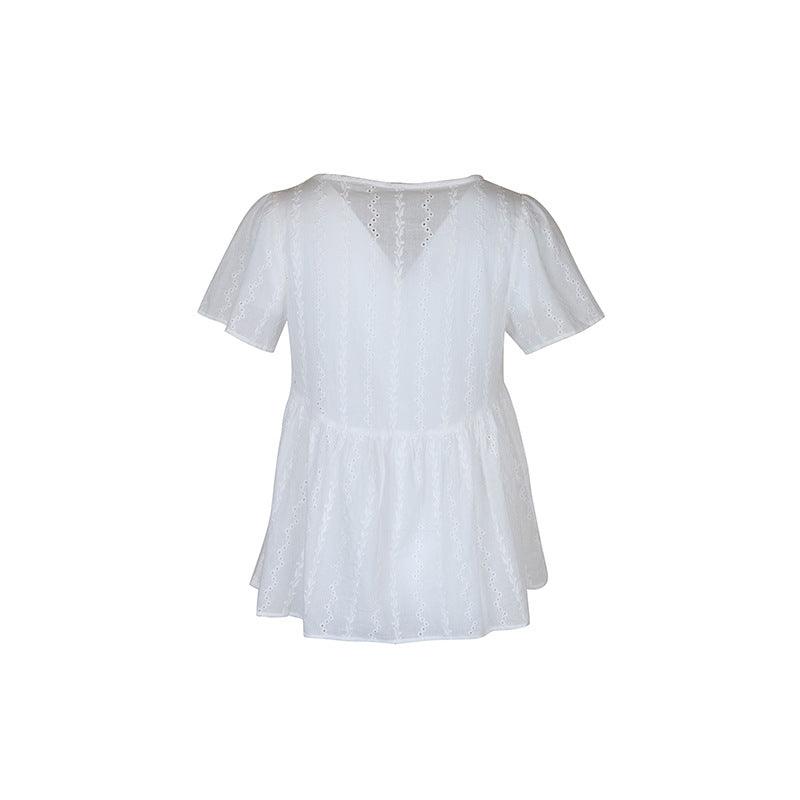 Summer New Women's V - neck Stitching Shirt - Amazitshop