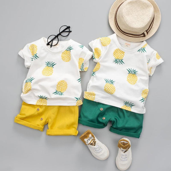 Summer Short - sleeved Suit Kids T-shirt Clothes Kids Shorts Two - piece Suit - Amazitshop