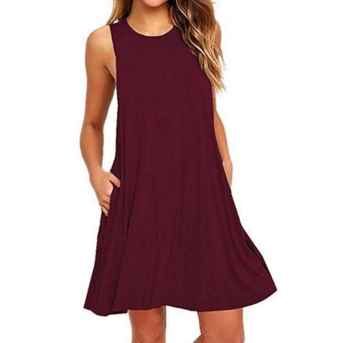 Summer Women Casual Pocket Dress Ladies T Shirt Dresses - Amazitshop
