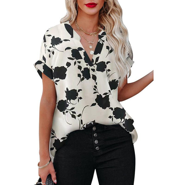 Summer Women's Clothing New Floral Print Short Sleeve Shirt For Women - Amazitshop