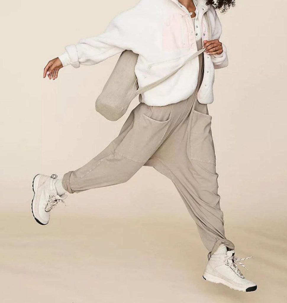 Summer Women's Loose Sleeveless Jumpsuits Spaghetti Strap Long Pant Romper Jumpsuit With Pockets Zipper - Amazitshop