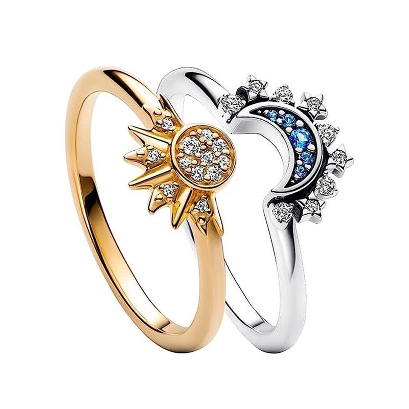 Sun And Moon Rings Couple Rhinestones Ring For Love Valentine's Day Jewelry - Amazitshop