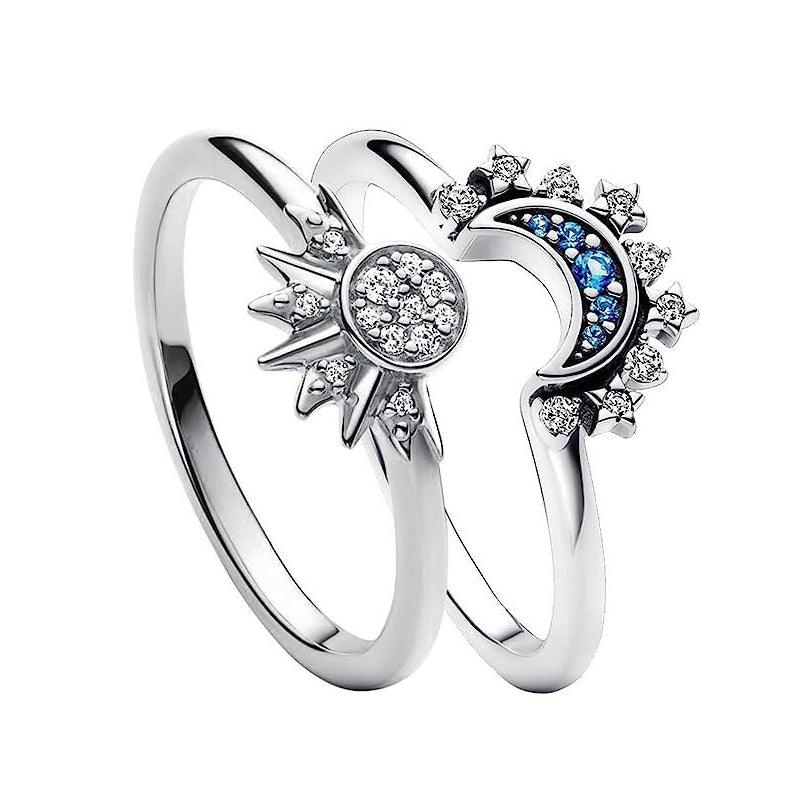 Sun And Moon Rings Couple Rhinestones Ring For Love Valentine's Day Jewelry - Amazitshop