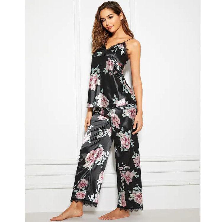 Suspender pajamas sleep pants lace - Amazitshop