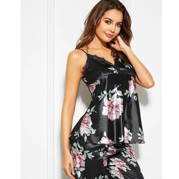 Suspender pajamas sleep pants lace - Amazitshop