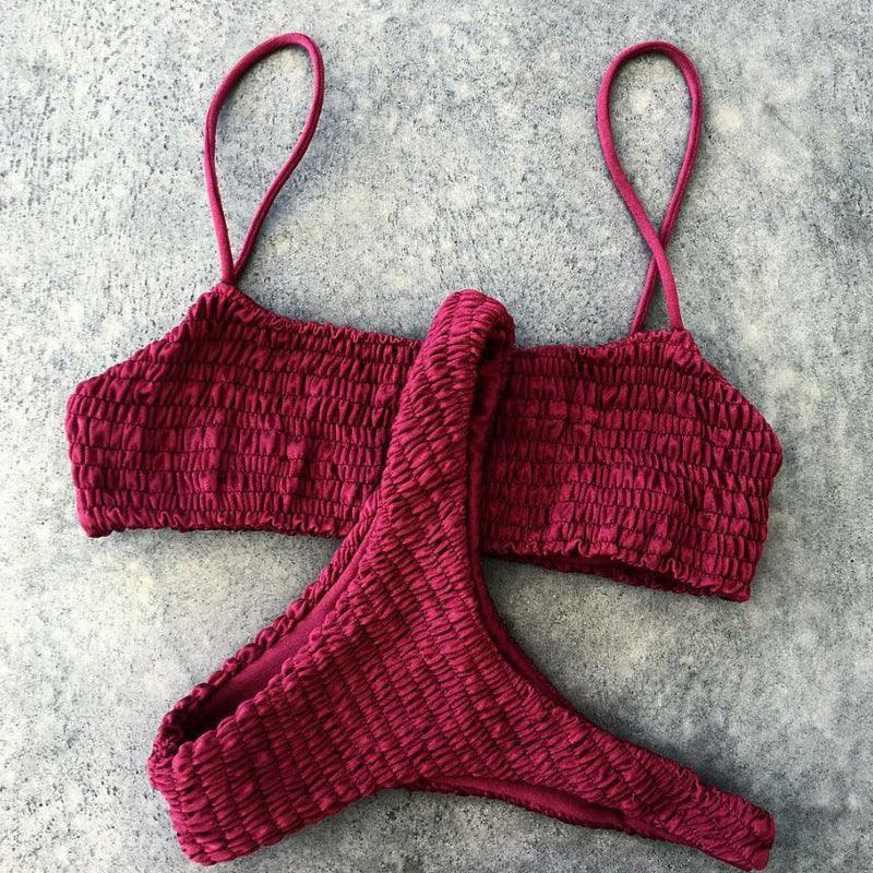 Swimsuit Pleated Triangle Bikini European And American Swimwear Women - Amazitshop