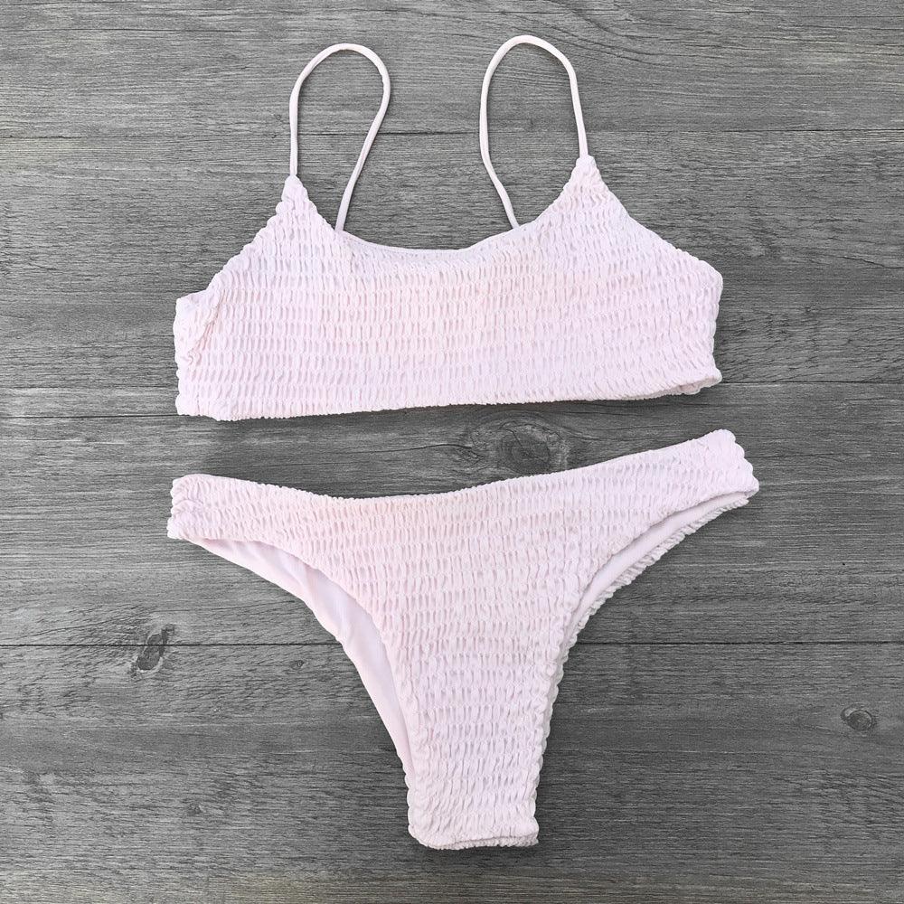 Swimsuit Pleated Triangle Bikini European And American Swimwear Women - Amazitshop