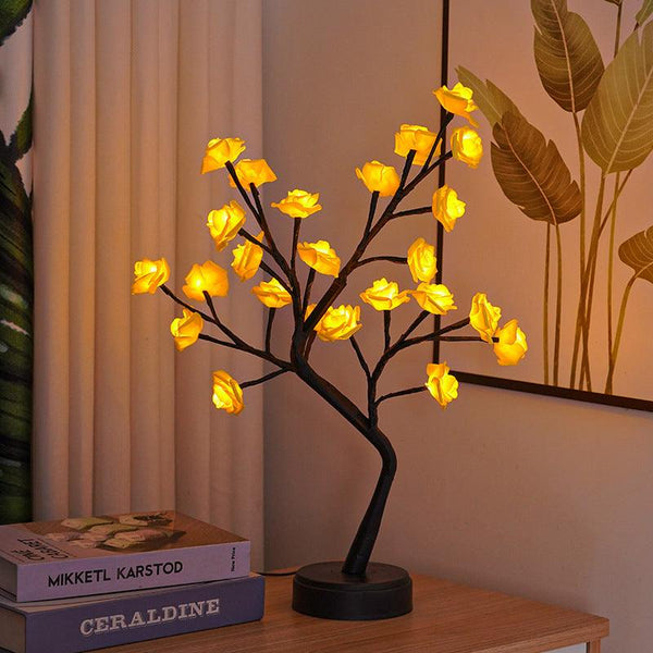Table Lamp Flower Tree Rose Lamps Fairy Desk Night Lights USB Operated Gifts For Wedding Valentine Christmas Decoration - Amazitshop