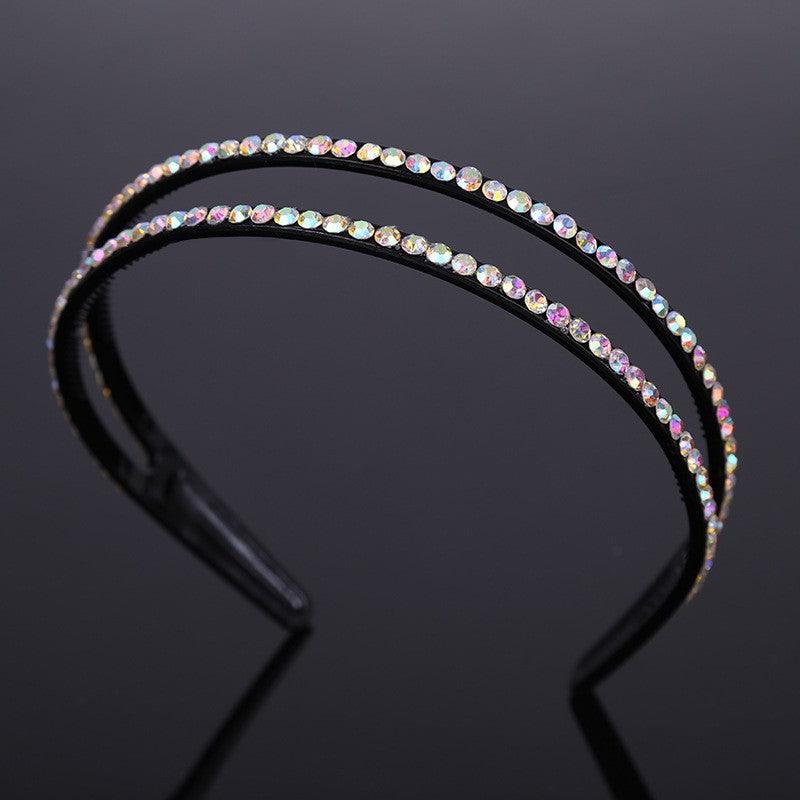 Teeth Shaped Anti Slip Rhinestone Inlaid Narrow Edge Slim Fit Hair Hoop - Amazitshop