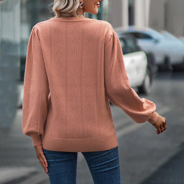 Temperament Leisure Long Sleeve V - neck Sweater - Amazitshop