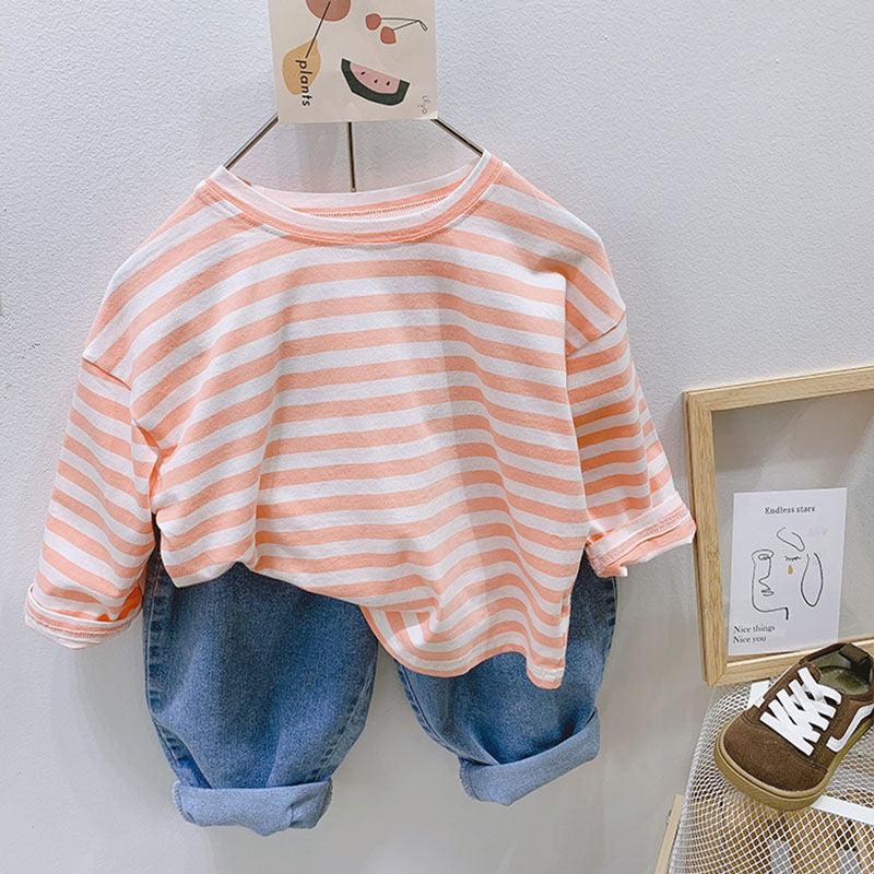 Temperament Striped Bottoming Shirt Tops For Boys And Girls - Amazitshop