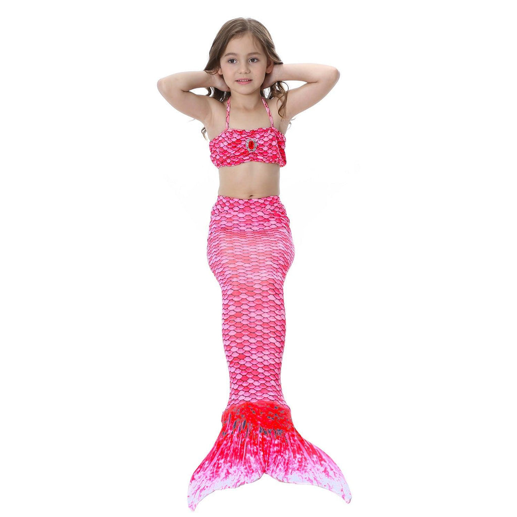 The female's children bikinis split swimming suit suit children swimming suit with Mermaid tail fins - Amazitshop