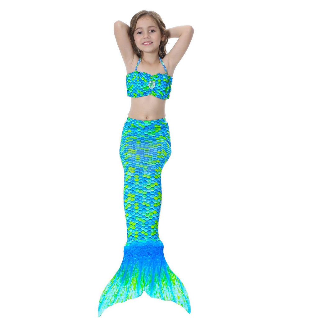 The female's children bikinis split swimming suit suit children swimming suit with Mermaid tail fins - Amazitshop