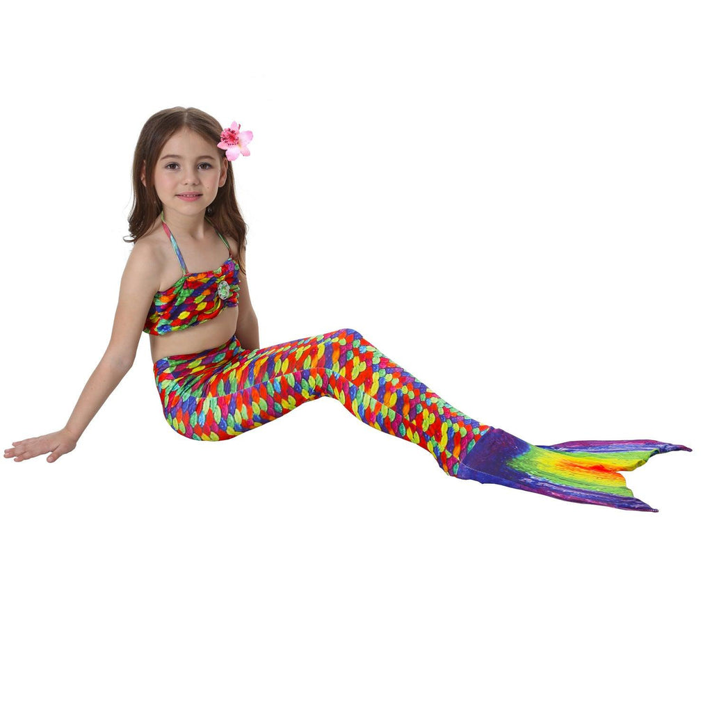 The female's children bikinis split swimming suit suit children swimming suit with Mermaid tail fins - Amazitshop