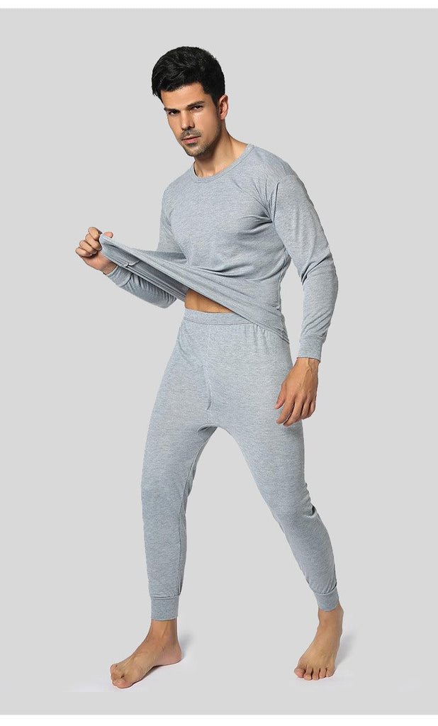 Thermal Underwear Suit Men's Round Neck Polyester Thin Autumn Clothes Winter - Amazitshop