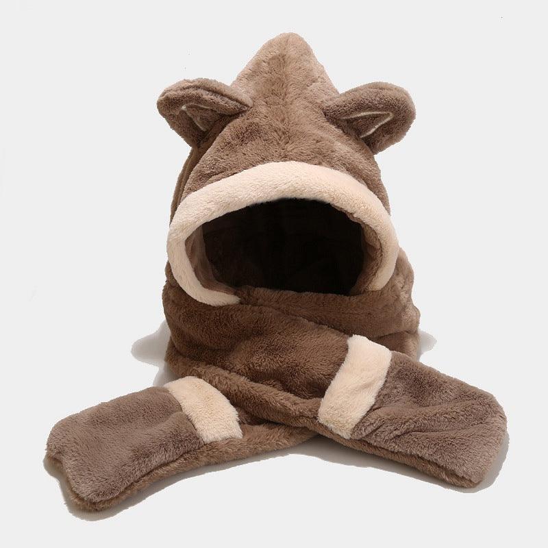 Thick Plush One Piece Cat Ear Protection Hat - Amazitshop