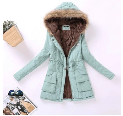 Thick Winter Jacket Women Large Size Long Section Hooded parka outerwear new fashion fur collar Slim padded cotton warm coat - Amazitshop
