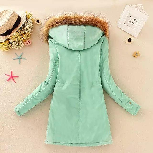Thick Winter Jacket Women Large Size Long Section Hooded parka outerwear new fashion fur collar Slim padded cotton warm coat - Amazitshop