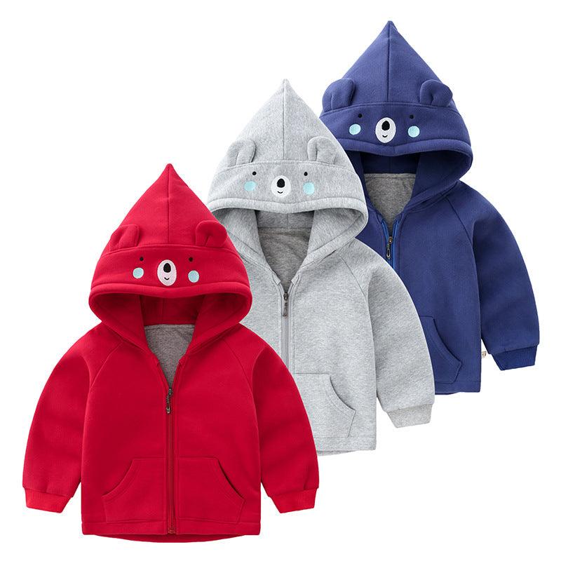 Thickened Children's Cartoon Hooded Zipper Jacket - Amazitshop