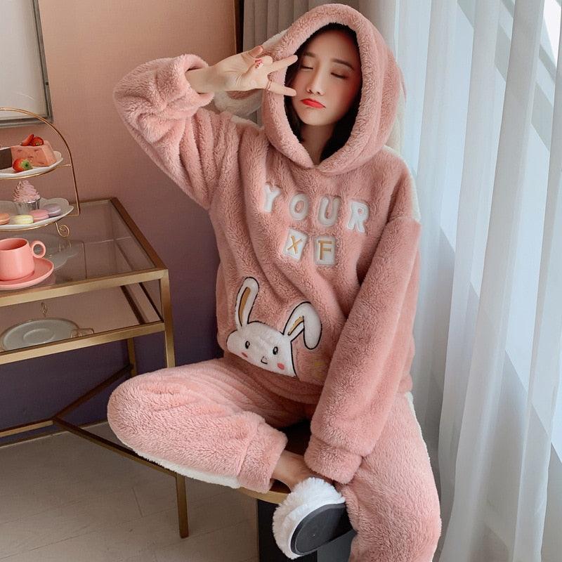 Thickened plus velvet coral velvet Furry cute suit - Amazitshop