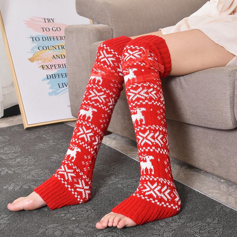 Thickened Warm Wool Stockings Knitted Over - the - knee Bunching Socks - Amazitshop