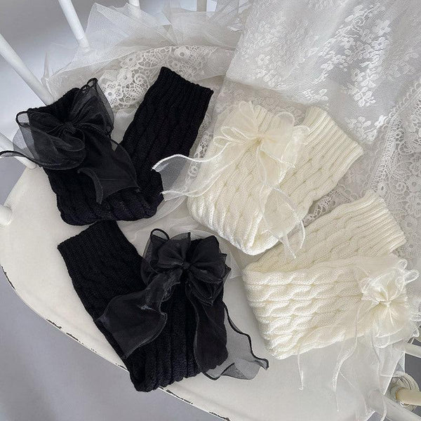 Three Layer Yarn Bow Elephant Leg Socks - Amazitshop