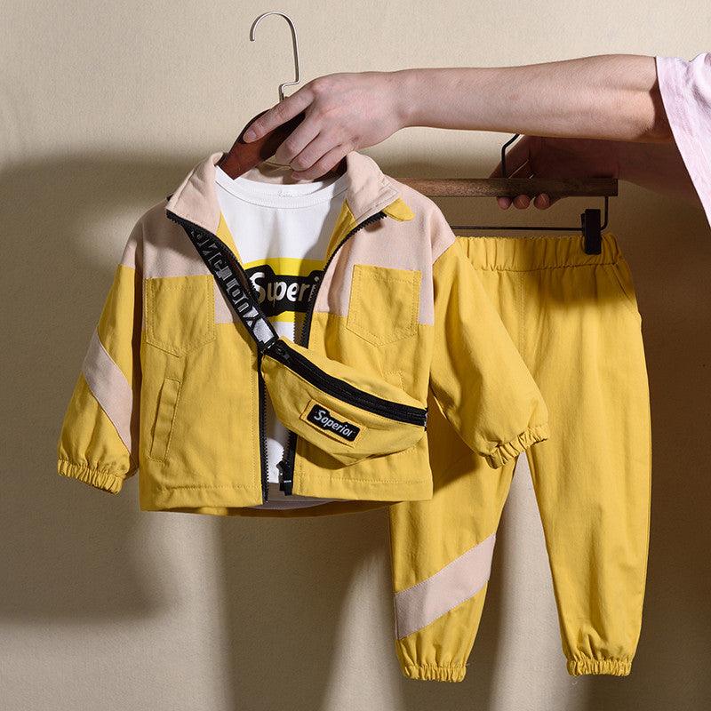 Three - piece Baby Spring And Autumn Outfit Korean Style Handsome - Amazitshop