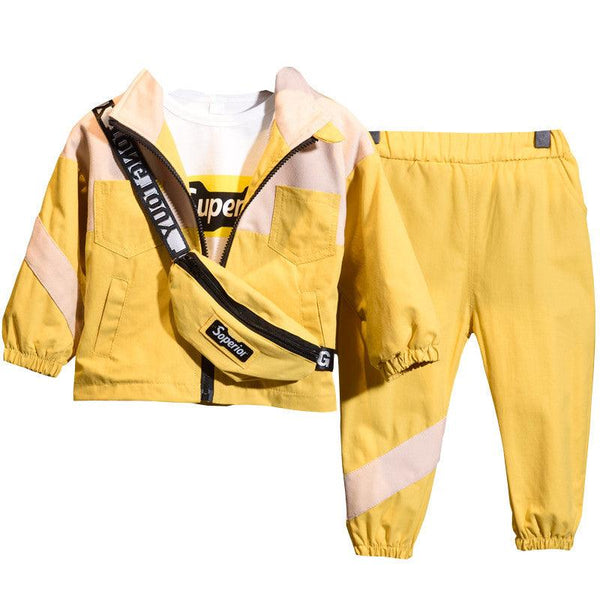 Three - piece Baby Spring And Autumn Outfit Korean Style Handsome - Amazitshop