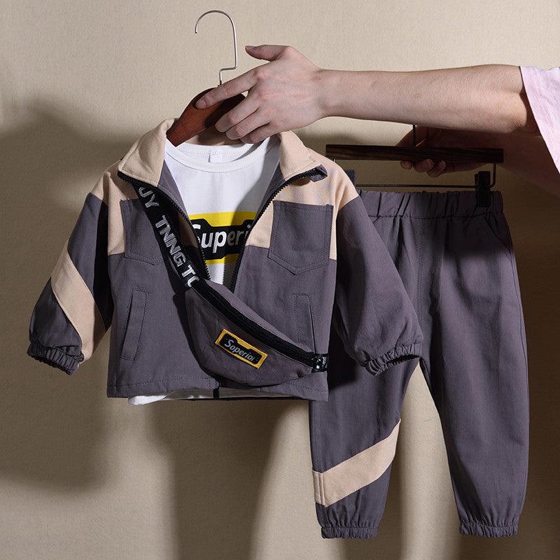 Three - piece Baby Spring And Autumn Outfit Korean Style Handsome - Amazitshop