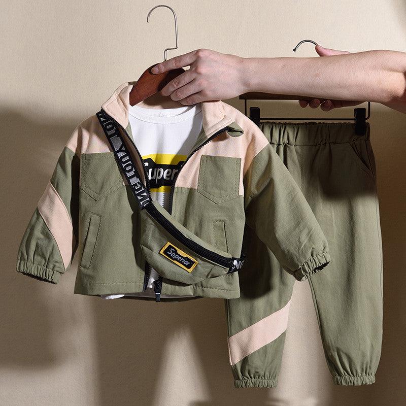 Three - piece Baby Spring And Autumn Outfit Korean Style Handsome - Amazitshop