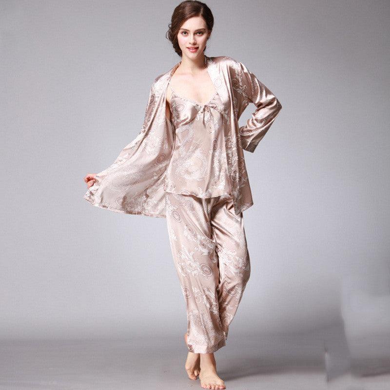Three - piece silk pajamas for women - Amazitshop