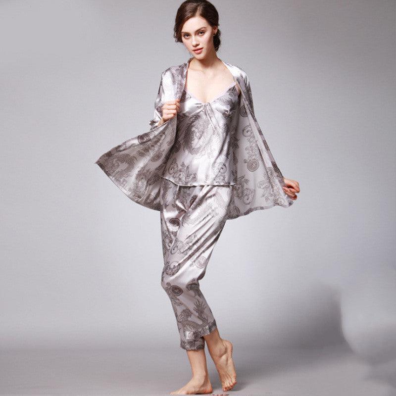 Three - piece silk pajamas for women - Amazitshop