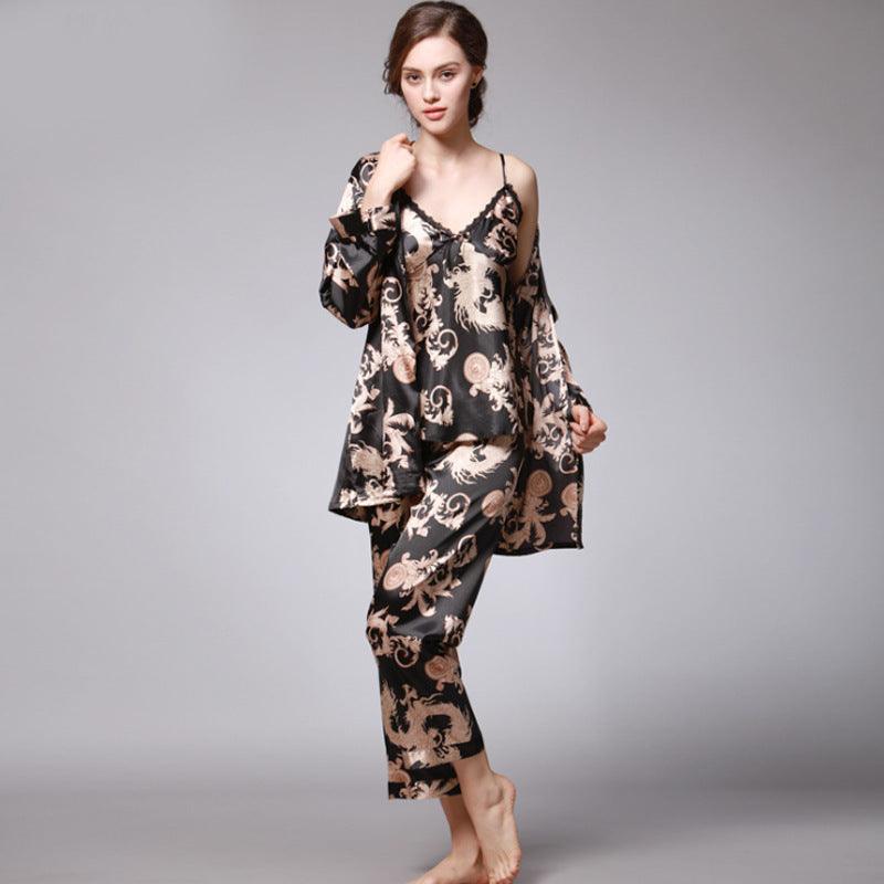 Three - piece silk pajamas for women - Amazitshop