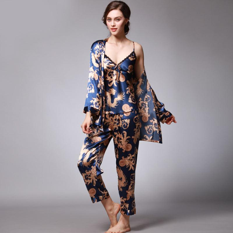 Three - piece silk pajamas for women - Amazitshop
