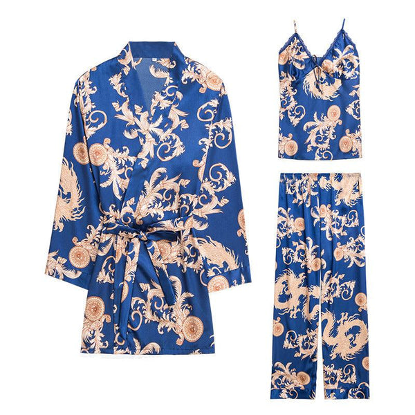 Three - piece silk pajamas for women - Amazitshop