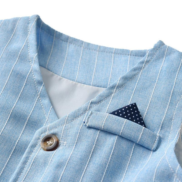 Three - Piece Suit Of Shirt And Striped Waistcoat And Trousers - Amazitshop