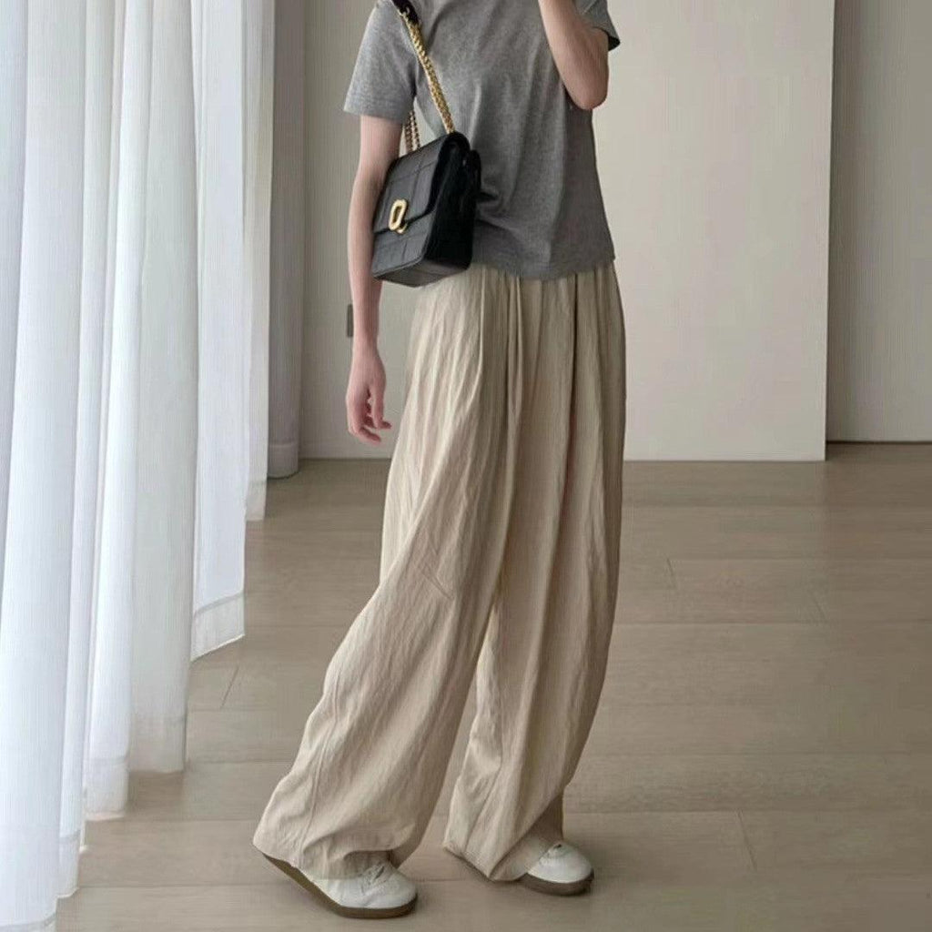 Tight Waist Loose Wide Leg Pants Casual Pants For Women - Amazitshop