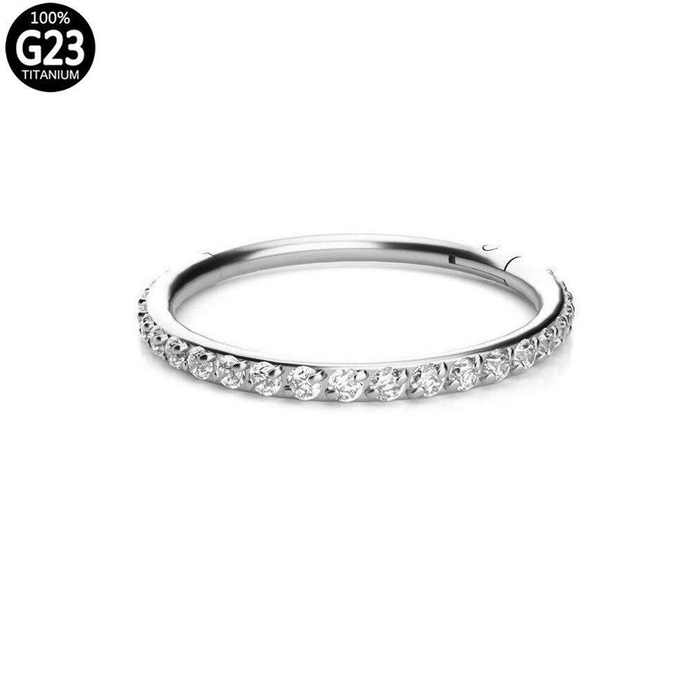 Titanium Body Piercing Jewelry Round Side Zirconia Earrings - Amazitshop