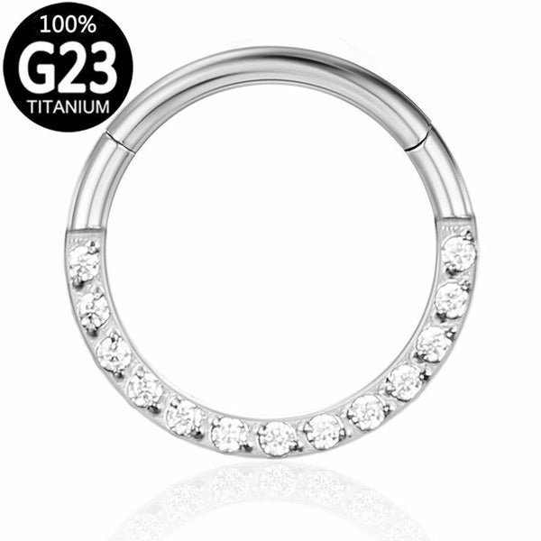 Titanium Body Piercing Jewelry Round Side Zirconia Earrings - Amazitshop
