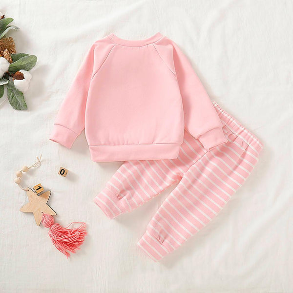 Toddler Boys And Girls Clothes Set Sweatshirt Tops Long Striped Pants Pajamas outfit 3 - 18 Months - Amazitshop