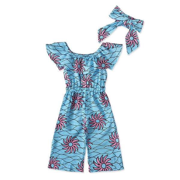 Toddler Girls Outfit 2 Piece Jumpsuit and Headband African Style Outfit 3 - 18 Months - Amazitshop