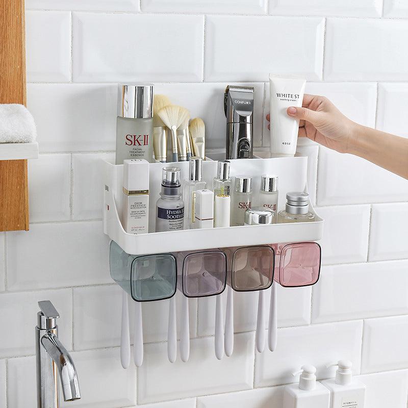 Toothbrush Holder Bathroom Shelving Hole - free Suction Wall - Amazitshop