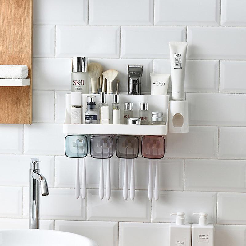 Toothbrush Holder Bathroom Shelving Perforation - free Suction Wall Bathroom Toiletry Set - Amazitshop