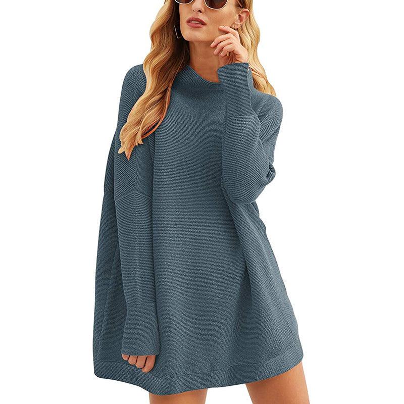 Tops Pullovers High Neck Loose Knit Sweater Women - Amazitshop