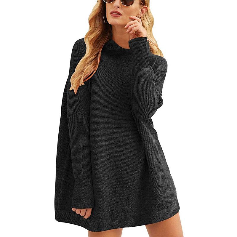 Tops Pullovers High Neck Loose Knit Sweater Women - Amazitshop