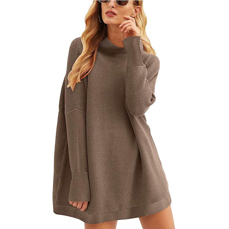 Tops Pullovers High Neck Loose Knit Sweater Women - Amazitshop