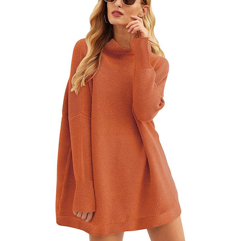 Tops Pullovers High Neck Loose Knit Sweater Women - Amazitshop