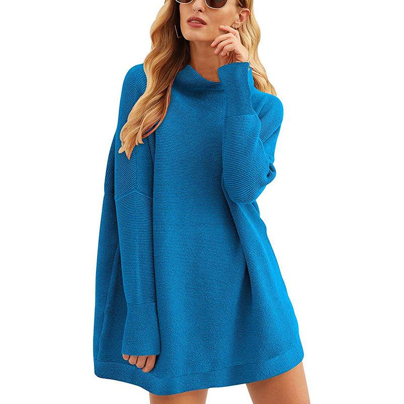 Tops Pullovers High Neck Loose Knit Sweater Women - Amazitshop