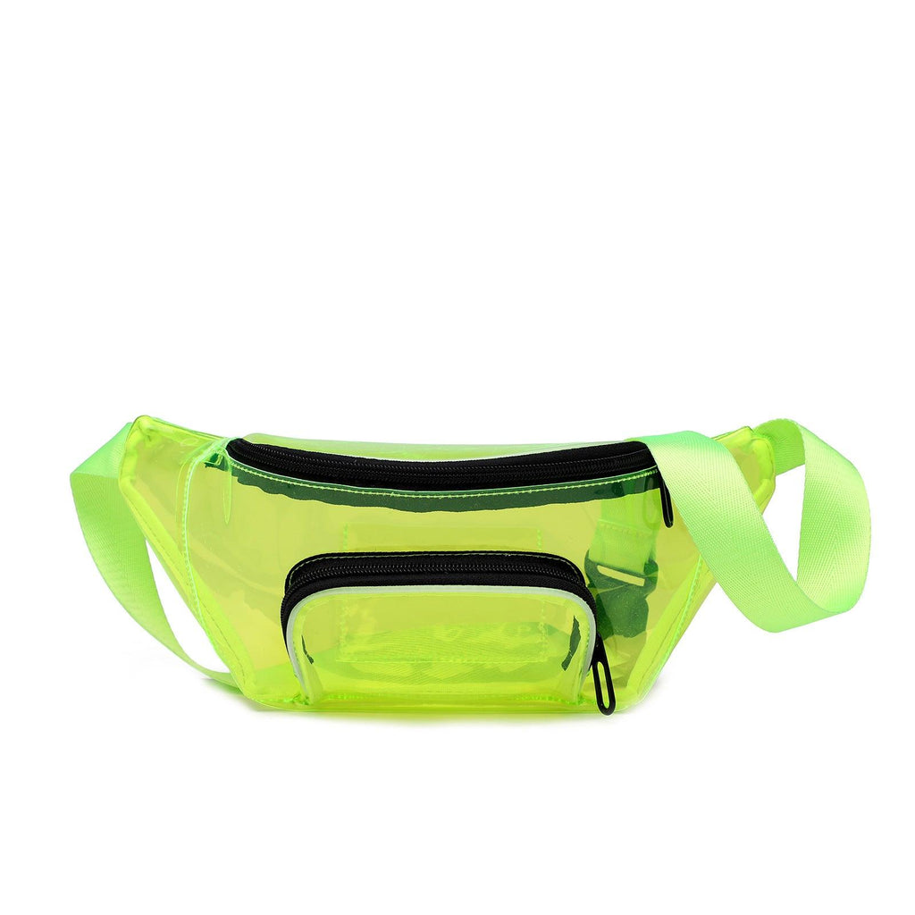 Trendy Fluorescent Pvc Transparent Running Waist Bag Personality Ins Net Red Chest Bag Messenger Chest Bag - Amazitshop